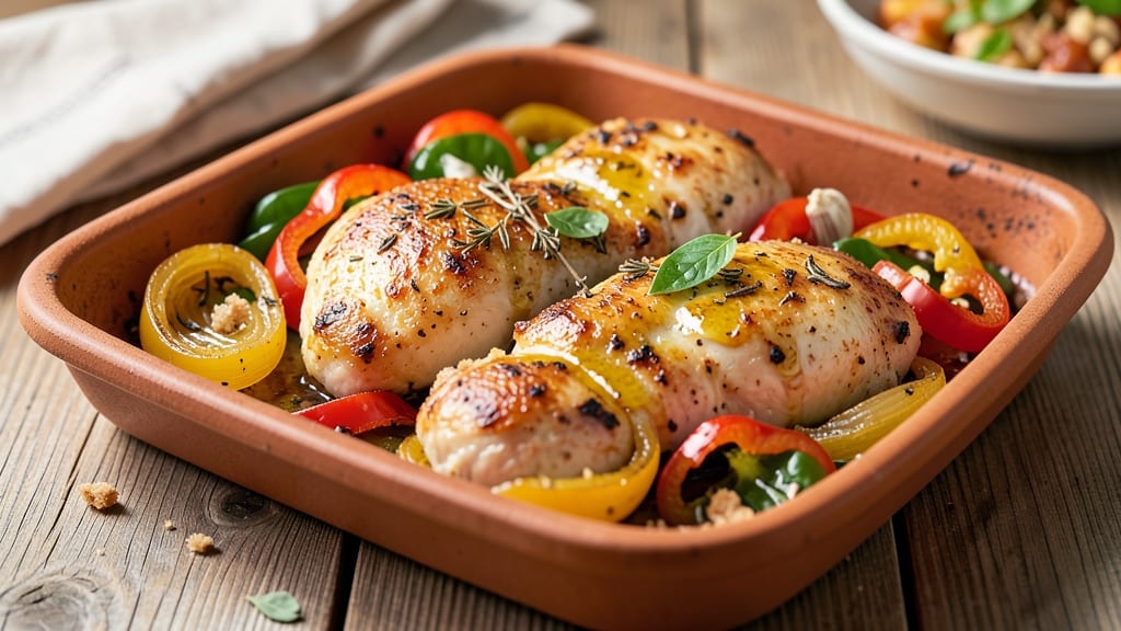 Baked Chicken with Peppers and Onions Recipe: One-Pan Roasted Harmony