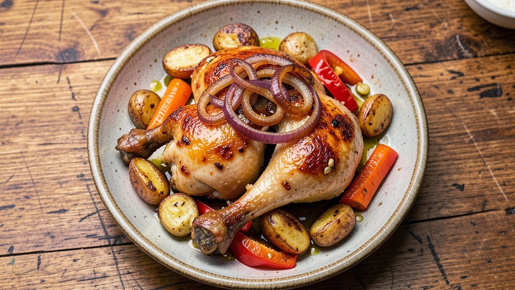 Baked Chicken Legs With Vegetables Recipe: One-Pan Herb-Roasted Crispiness