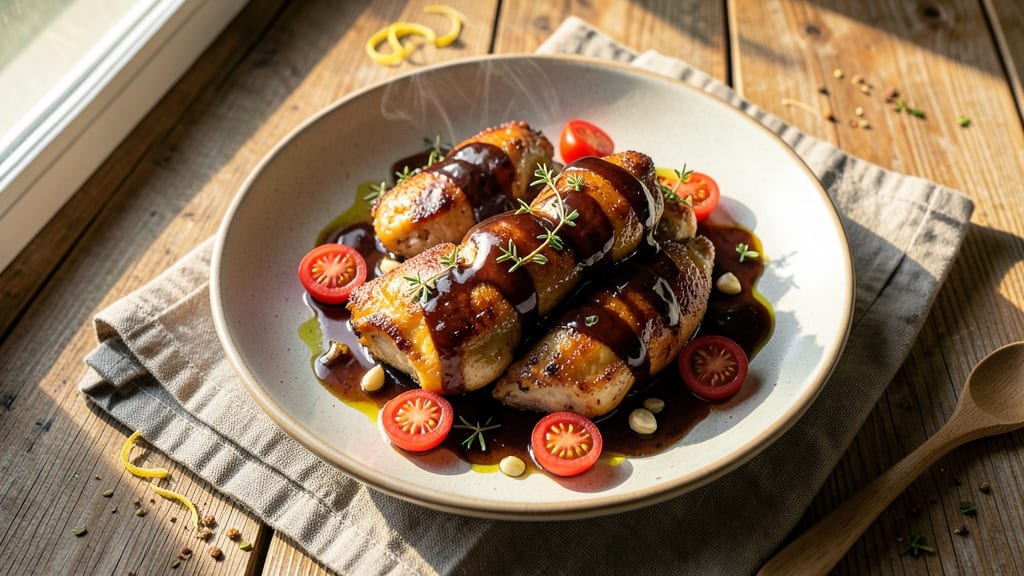 Balsamic Chicken Thighs with Burst Tomatoes Recipe: Sweet-Tart Glaze That Caramelizes to Richness