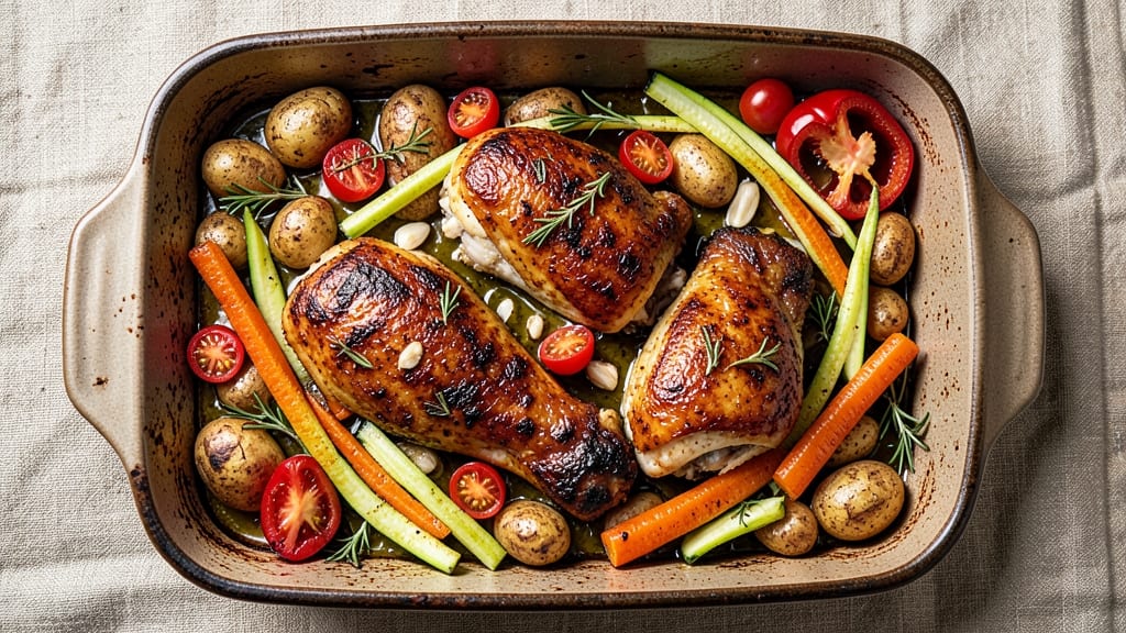Baked Chicken Thighs and Veggies Recipe: Hands-Off Oven Harmony