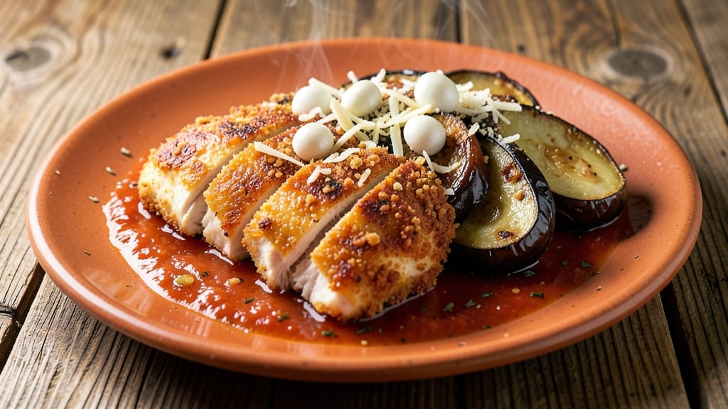 Baked Chicken and Eggplant Parmesan Recipe: Crispy Breadcrumbs and Melty Cheese Layers