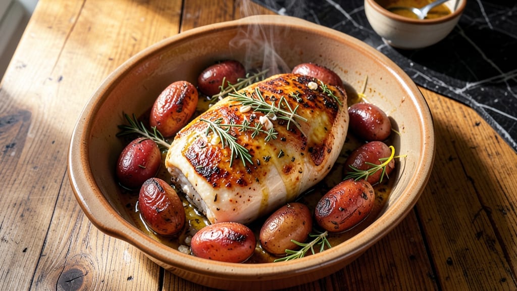 Baked Chicken Breast and Red Potatoes Recipe: One-Pan Roast With Herby Garlic Crust