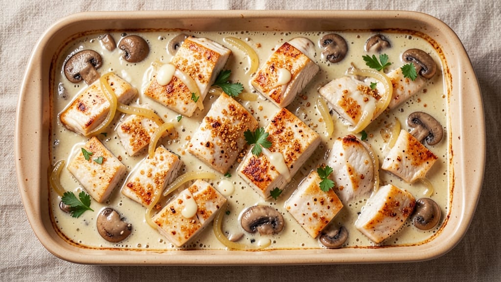Campbell's Cream of Mushroom Chicken Casserole Recipe: Cheesy-Topped Classic That Sticks to the Original