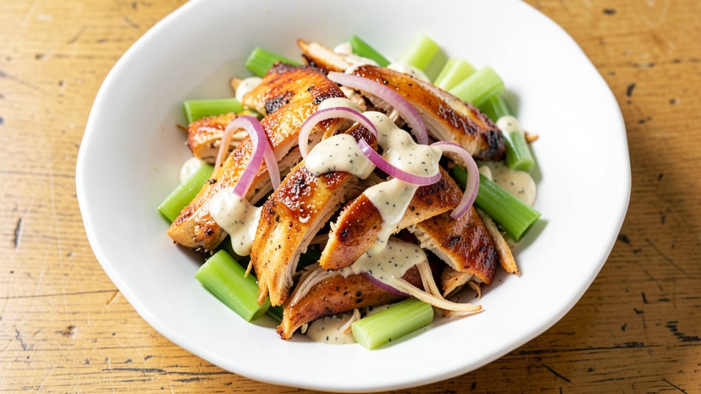 Copycat Sam's Club Rotisserie Chicken Salad Recipe: Shredded Tender Chicken and Celery-Vinegar Crunch